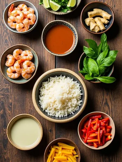 Creamy Thai Coconut Shrimp Curry - ingredients preparation