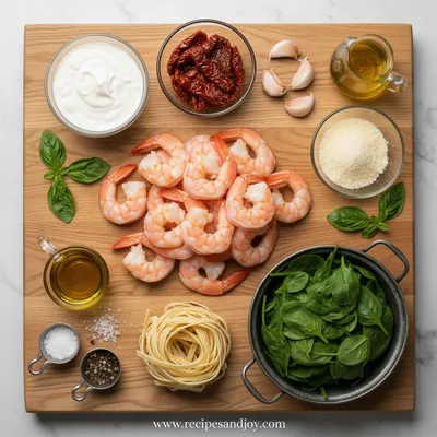 Creamy Tuscan Shrimp Linguine - cooking process