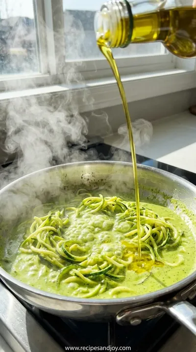 Creamy Vegan Zucchini Pasta with Basil and Lemon - cooking process