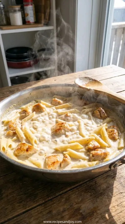 Creamy White Sauce Pasta With Chicken: Quick & Easy Recipe - cooking process