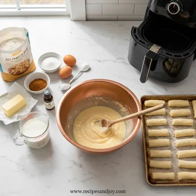 Crispy Air Fryer Churro Bites - cooking process