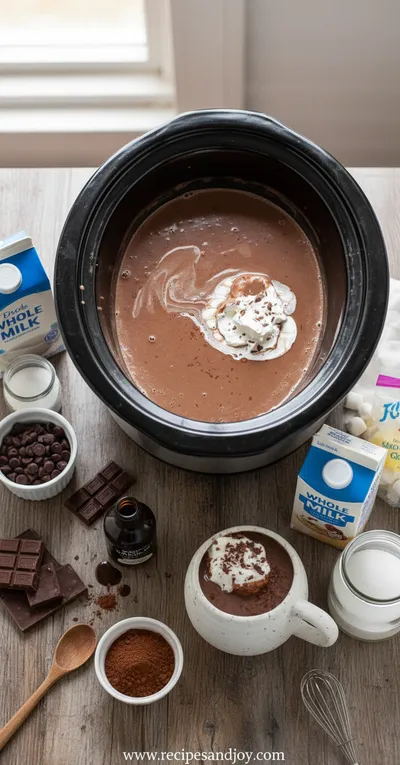 Crock Pot Hot Chocolate Recipe - Rich & Creamy - ingredients preparation
