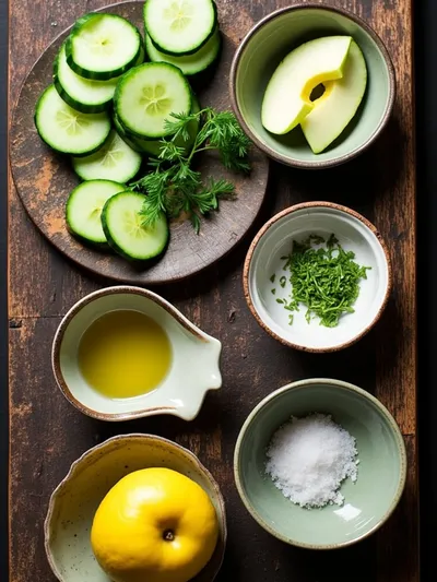 Cucumber Apple Salad - ingredients preparation