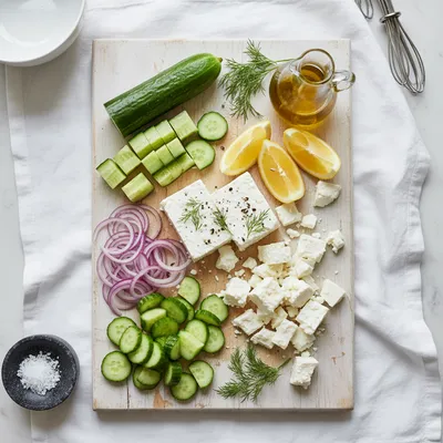 Cucumber Feta Salad with Lemon Greek Vinaigrette - cooking process