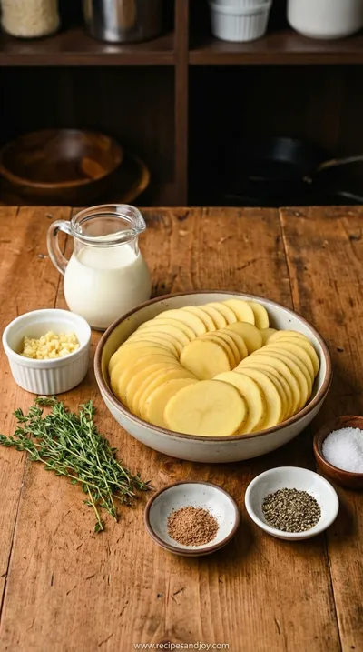 Creamy Dauphinoise Potatoes: Elegant Side Dish - ingredients preparation