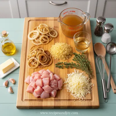 French Onion Chicken Orzo Casserole - cooking process