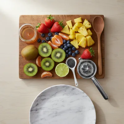 Fresh Fruit Salad With Honey Lime Poppy Seed Dressing - cooking process