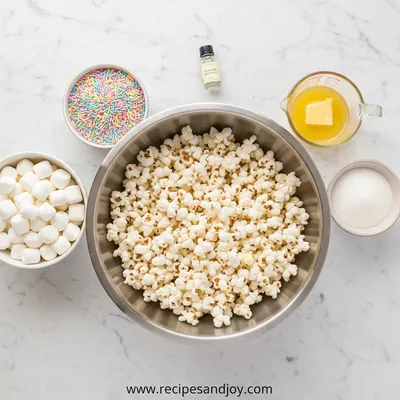 Funfetti Marshmallow Popcorn Treats - cooking process
