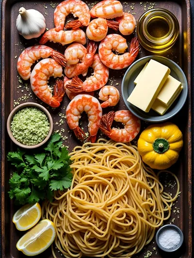Garlic Butter Shrimp Scampi Pasta – Easy Dinner - ingredients preparation