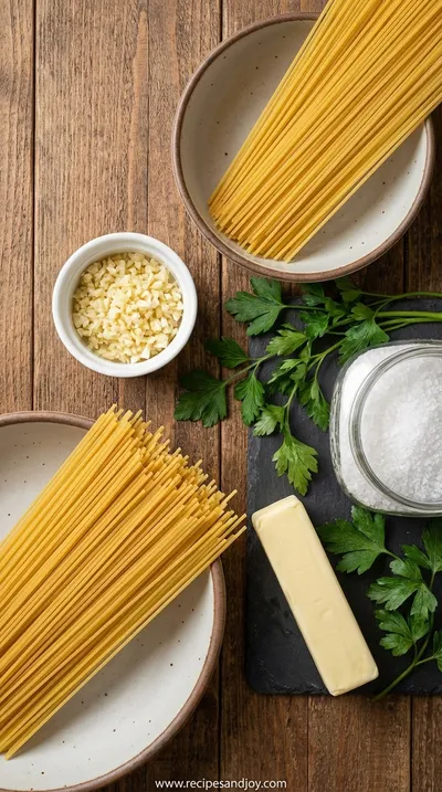 Garlic Butter Spaghetti: Simple & Delicious Recipe - ingredients preparation
