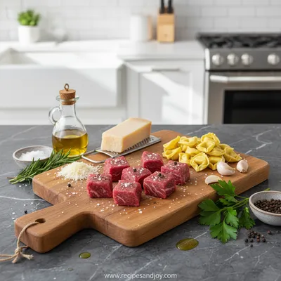 Garlic Steak Tortellini - cooking process