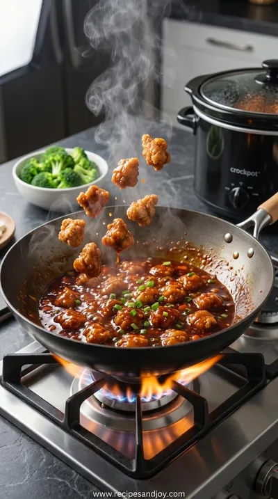 Easy Crockpot General Tso's Chicken Recipe - cooking process