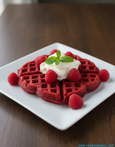 Gluten Free Red Velvet Waffles - ready to serve
