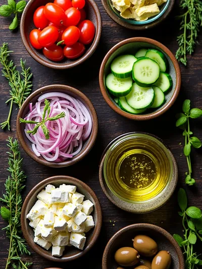 Greek Salad Recipe – Fresh, Easy, Healthy - ingredients preparation
