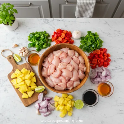 Hawaiian Chicken Sheet Pan Dinner - ingredients preparation