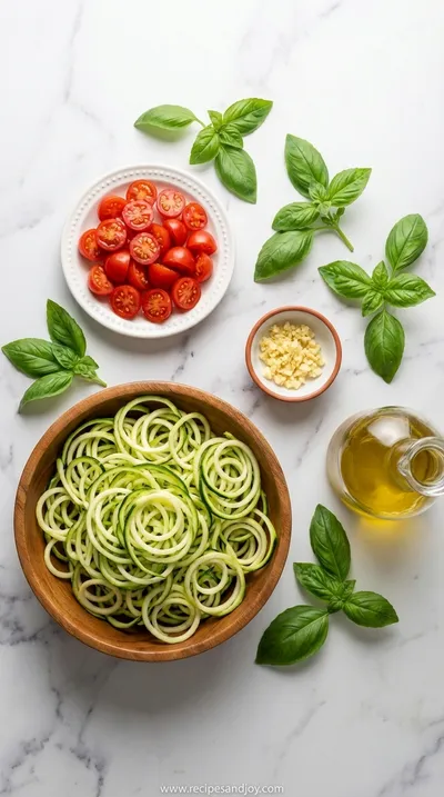 Healthy Tomato Zucchini Pasta: Easy Vegetarian Recipe - ingredients preparation