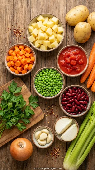 Hearty Vegan Stew: Easy Plant-Based Comfort Food - ingredients preparation
