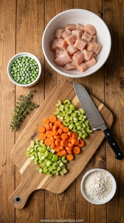 High Protein Chicken Pot Pie Soup: Easy Recipe - ingredients preparation