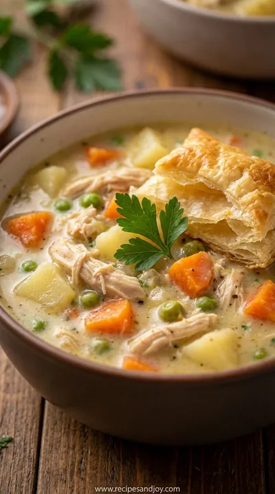 High Protein Chicken Pot Pie Soup: Easy Recipe - ready to serve