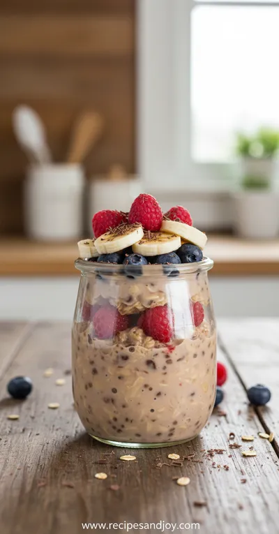 High Protein Chocolate Overnight Oats - ready to serve
