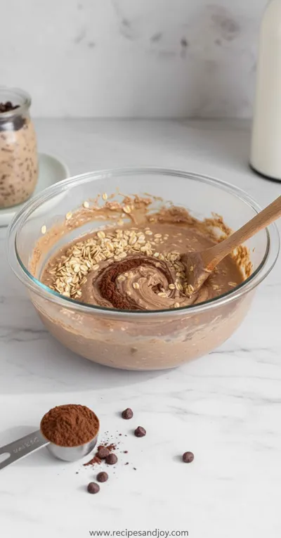 High Protein Chocolate Overnight Oats - ingredients preparation