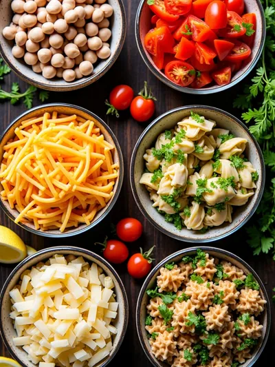 High Protein Pasta Salad – Easy Everyday Dinner - ingredients preparation