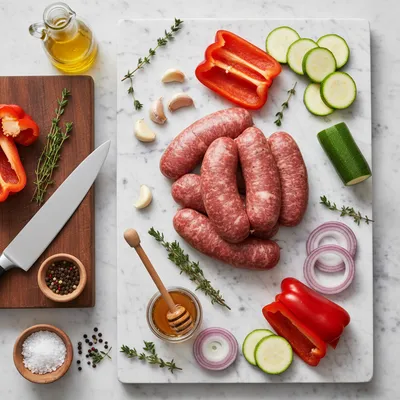 Easy One-Pan Honey Garlic Beef Sausage & Veggies - cooking process