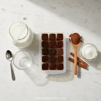 Iced Hot Cocoa with Chocolate Ice Cubes - cooking process