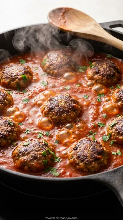 Italian Meatballs in Tomato Sauce Recipe - cooking process