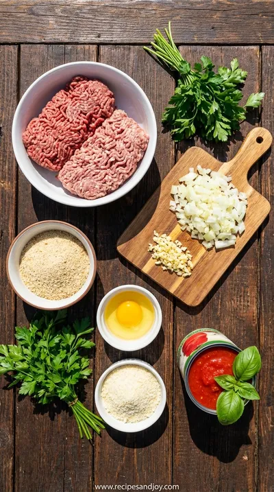 Bobby Flay's Meatball & Marinara Sauce Recipe - ingredients preparation