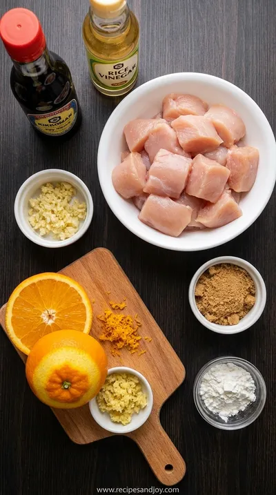 Sweet and Spicy Orange Chicken - Better Than Takeout - ingredients preparation