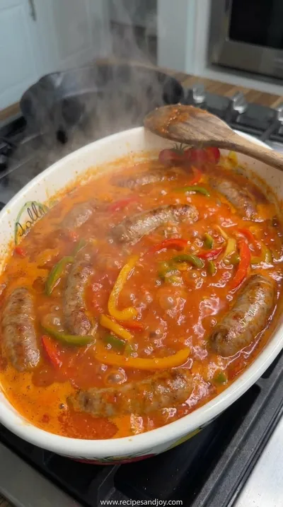 Oven-Baked Sausage & Pepper Sunday Sauce Recipe - cooking process