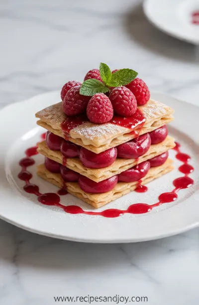 Raspberry Cream Napoleons Recipe - ready to serve