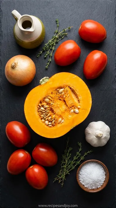 Roasted Pumpkin & Tomato Soup Recipe - ingredients preparation