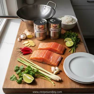 Salmon Coconut Curry (Thai Inspired) - cooking process