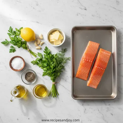 Sheet Pan Lemon Garlic Butter Salmon Easy Dinner - cooking process