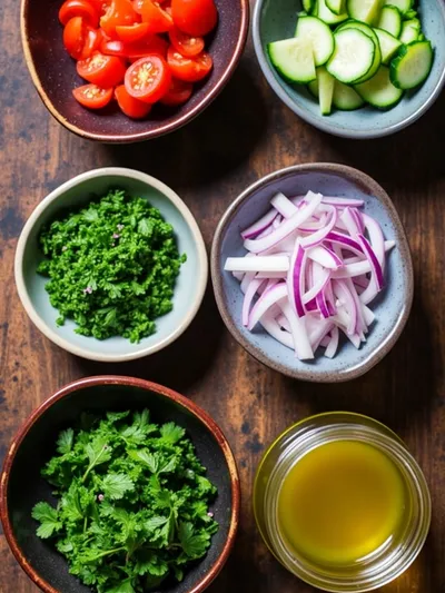 Easy Shirazi Salad Recipe - ingredients preparation