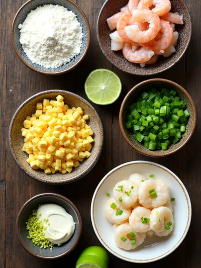 Shrimp Fritters With Lime Mayonnaise - ingredients preparation