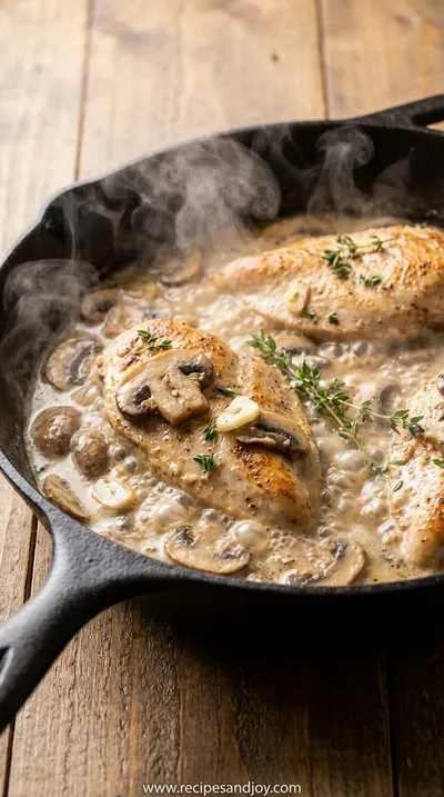 Skillet Chicken and Mushroom Sauce Recipe - cooking process