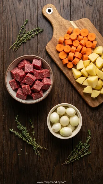 Slow Cooker Beef Stew: Hearty Family Dinner Recipe - ingredients preparation