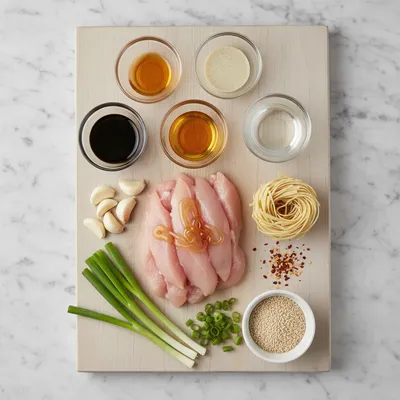 Sticky Garlic Chicken Noodles – High‑Protein Quick Dinner - cooking process