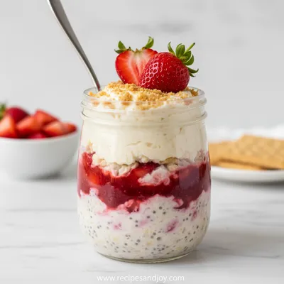 Strawberry Cheesecake Overnight Oats - ready to serve