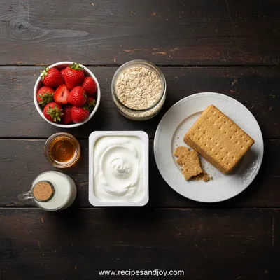 Strawberry Cheesecake Overnight Oats Breakfast Recipe - ingredients preparation