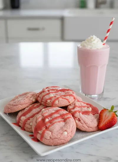 Strawberry Milkshake Cookies Recipe - ready to serve