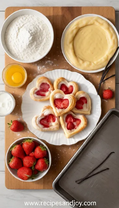 Strawberry Puff Pastry Danishes - cooking process