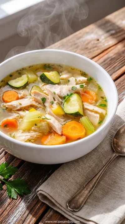 Tasty Chicken Vegetable Soup with Zucchini Recipe