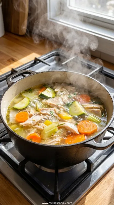 Tasty Chicken Vegetable Soup with Zucchini Recipe - cooking process