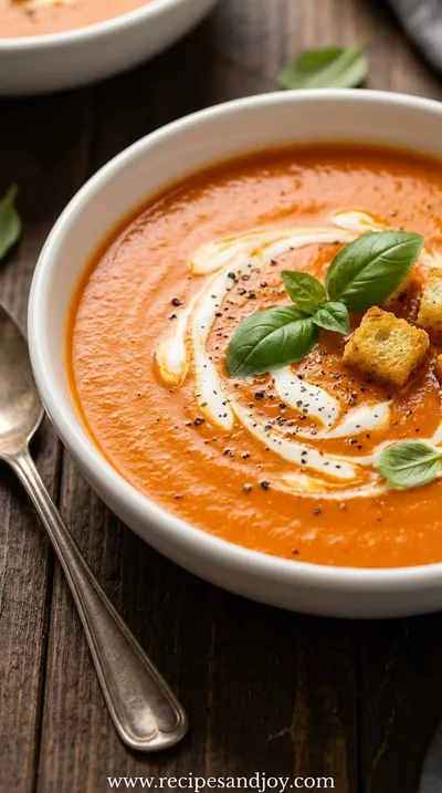 Mediterranean Tomato Carrot Soup - Fresh & Flavorful - ready to serve