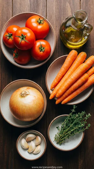 Mediterranean Tomato Carrot Soup - Fresh & Flavorful - ingredients preparation