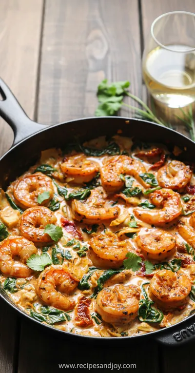 Tuscan Shrimp with Spinach, Artichokes, Sun-Dried Tomatoes